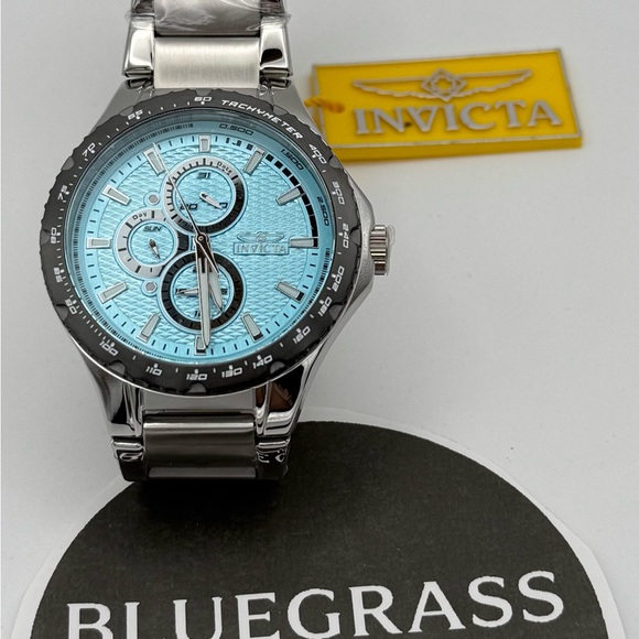 Invicta Aviator 50104 Men’s 44mm Chronograph Watch Light Blue Dial New
